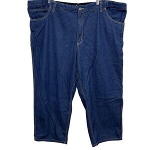 King Size Men's 50 X 28  Dark Wash Blue Denim Jeans Adjustable Waistband